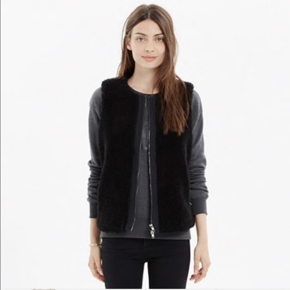 Madewell black faux fur vest Mob Wife